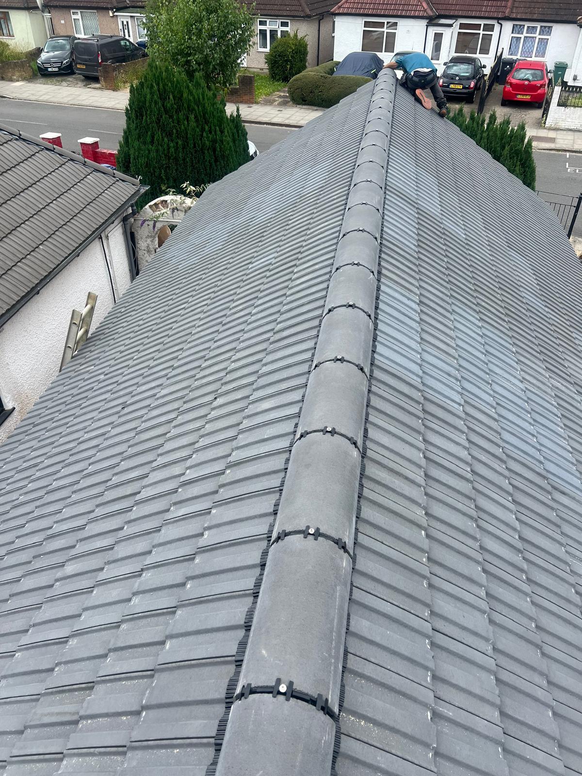 Grey Concrete Tile Re-roof — roofing work in the South