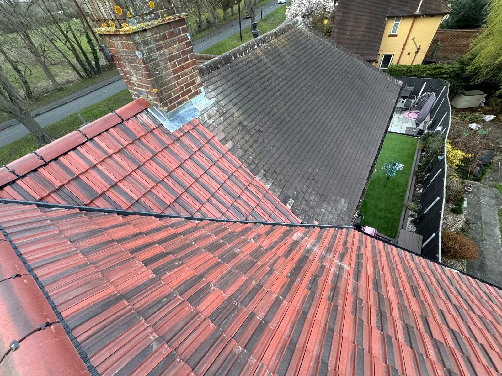 Red Tile Re-roof & Chimney Lead — roofing work in the South