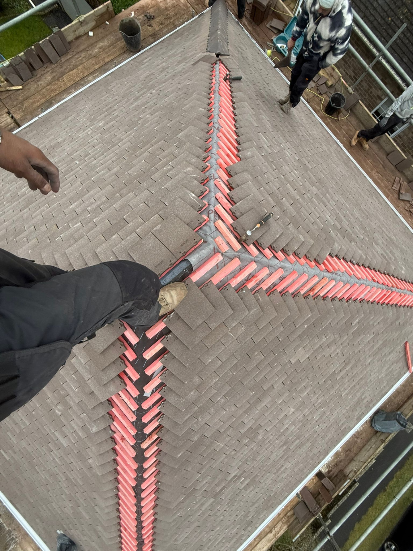 Hip & Ridge Tiling In Progress — roofing work in the South